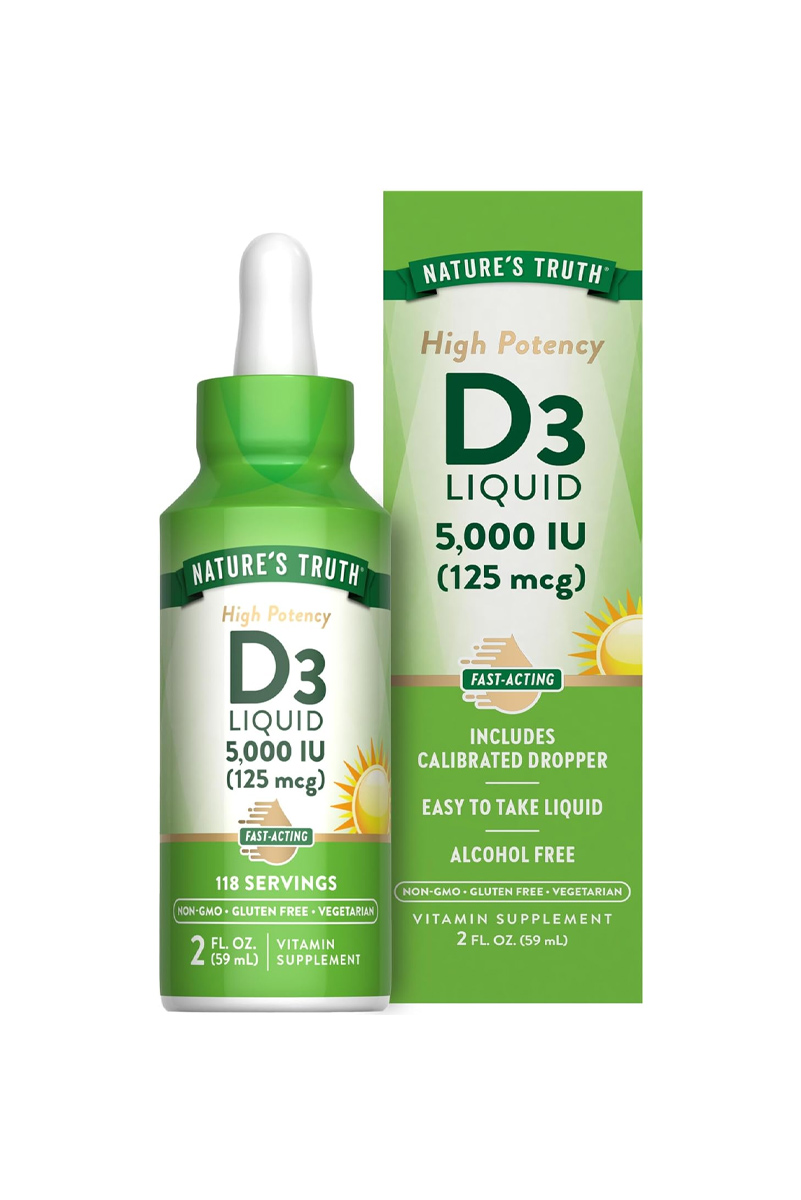 قطره ویتامین D3 مقدار ۵۰۰۰ IU برند Nature's Truth - حجم ۵۹ میلی لیتر