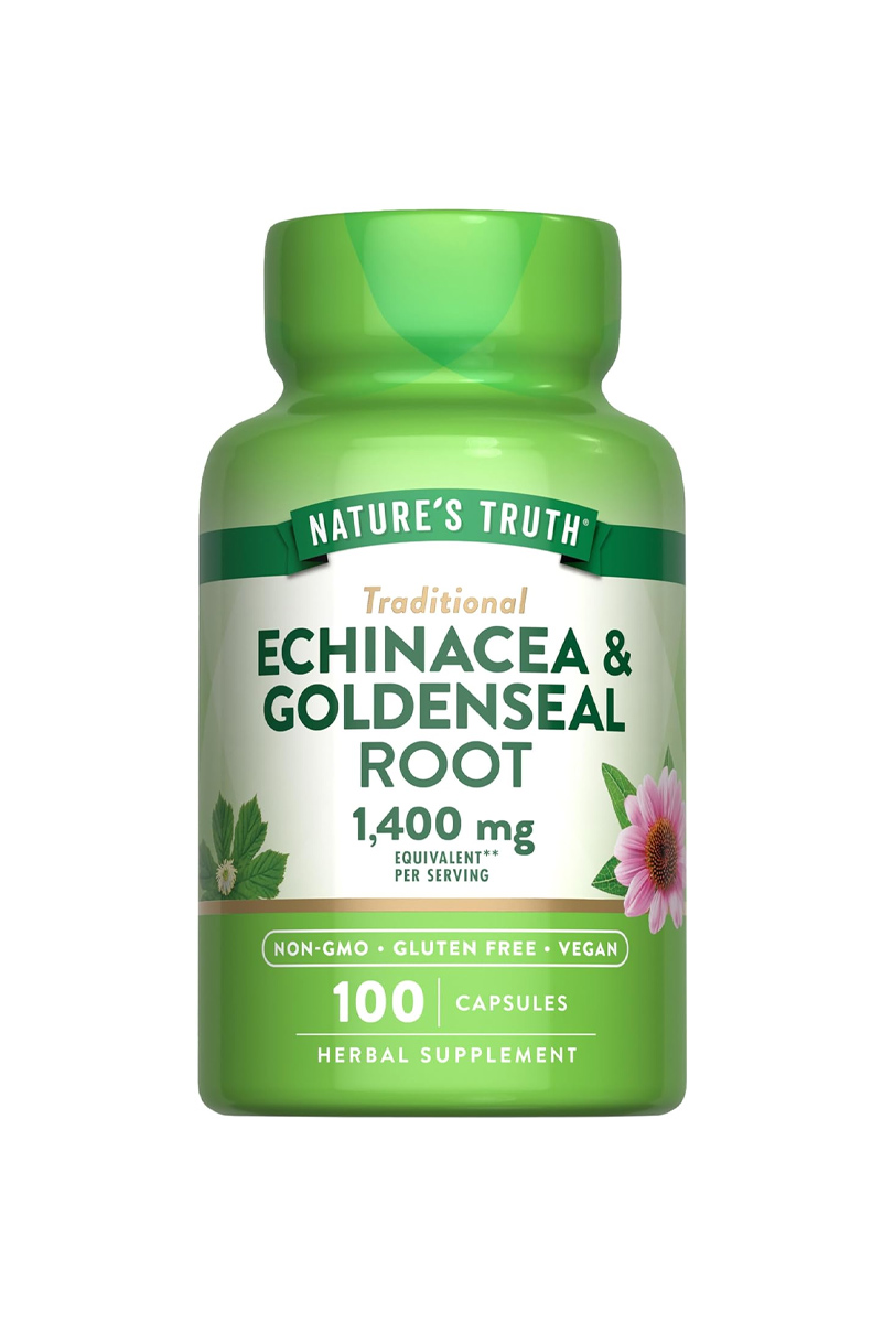 کپسول عصاره ریشهٔ گیاهان اچیناسه و گلدن‌ سیل Nature's Truth - بسته 100 عددی