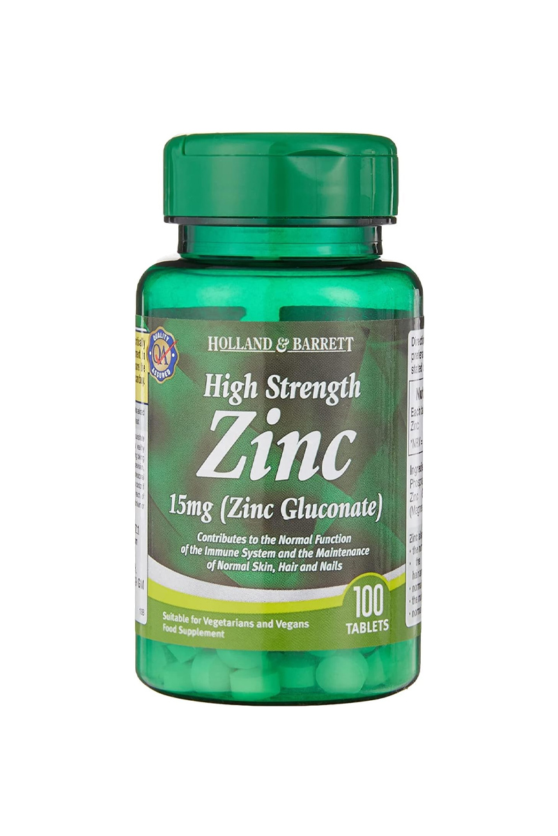 قرص زینک گلوکونات مقدار 15 میلی گرم Holland & Barrett - بسته 100 عددی