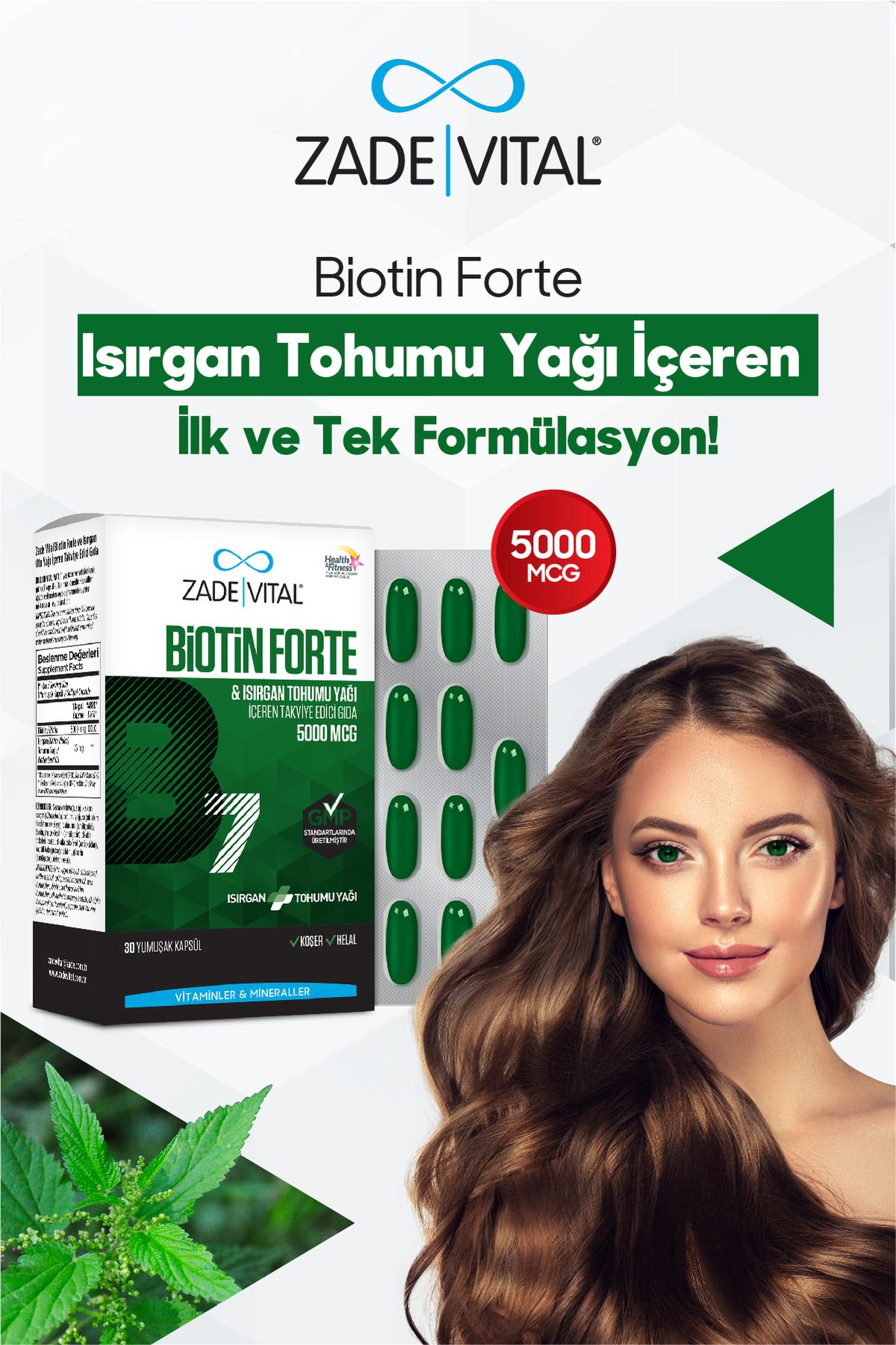 کپسول بیوتین فورتهB7 برند Zade Vital - بسته 30 عددی
