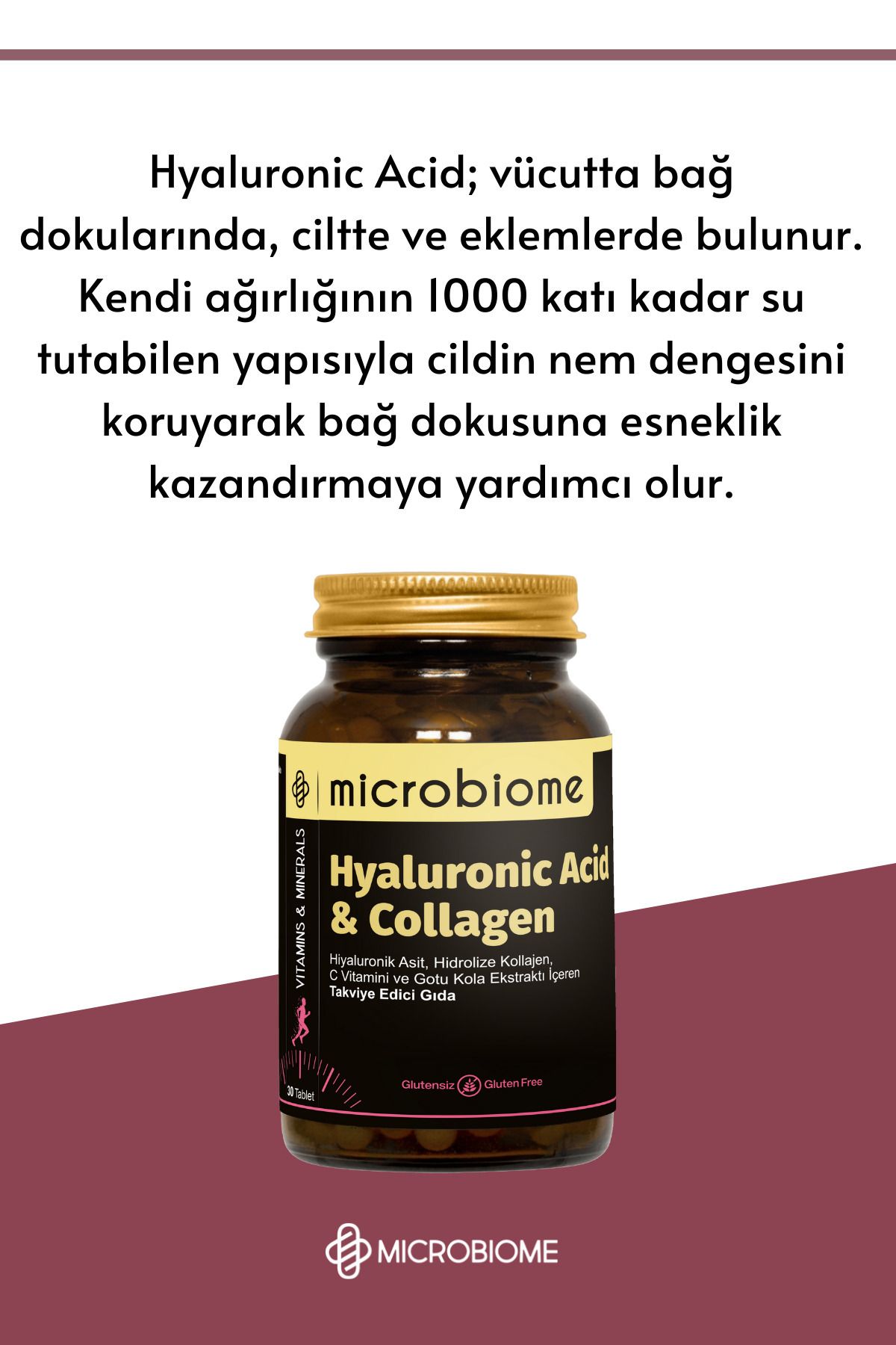 قرص کلاژن و هیالورونیک اسید Microbiome - بسته ۳۰ عددی