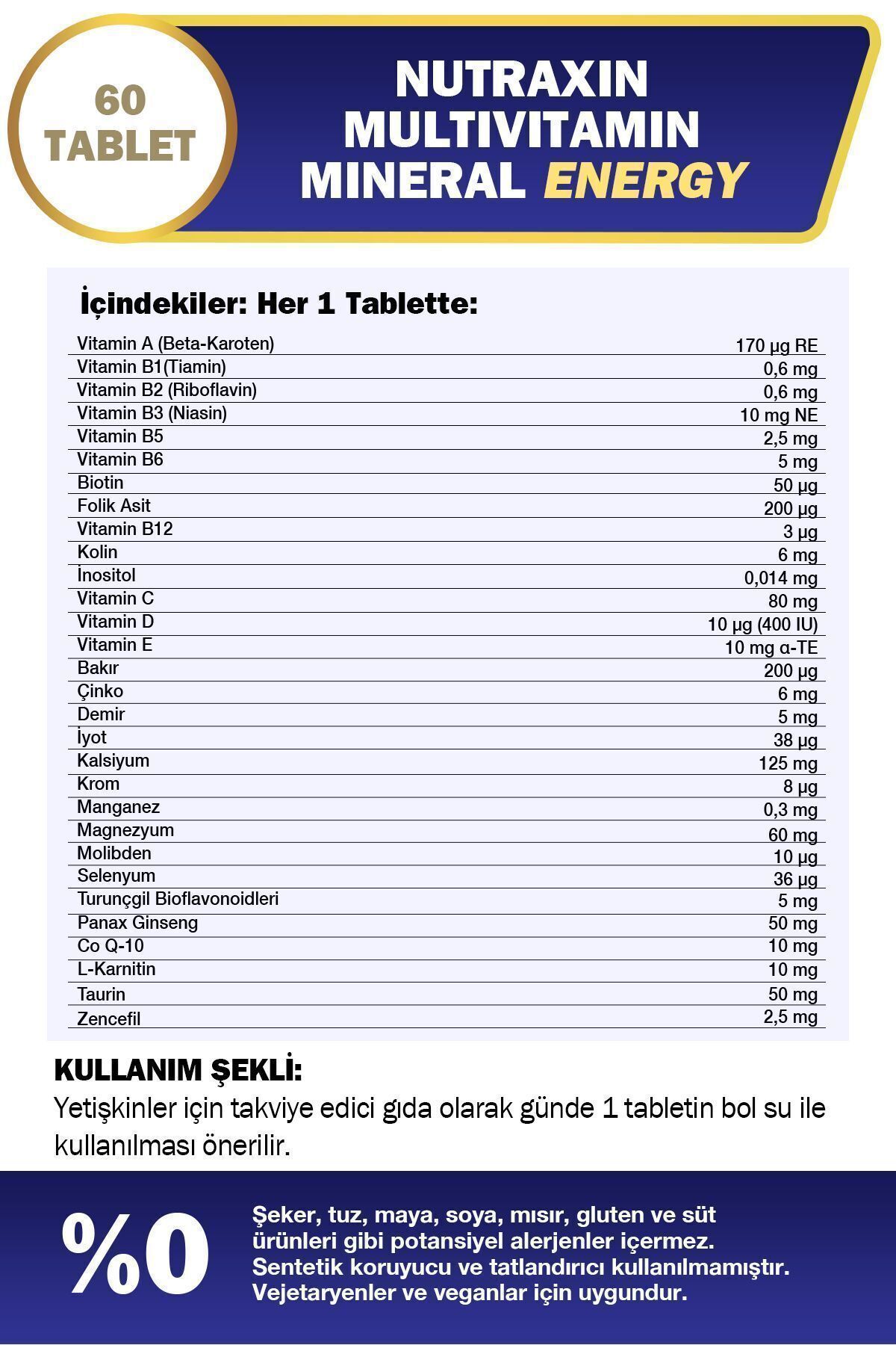 قرص کمپلکس مولتی ویتامین Nutraxin - بسته 60 عددی