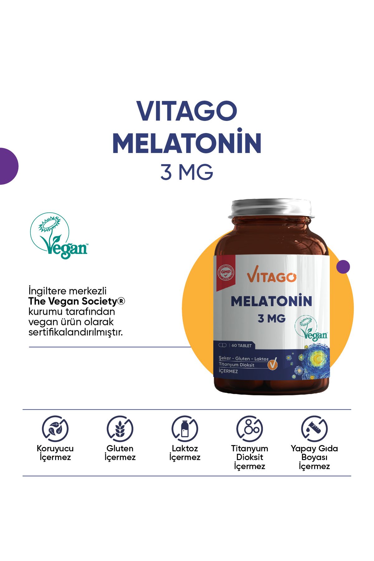 قرص ملاتونین Vitago - بسته 60 عددی