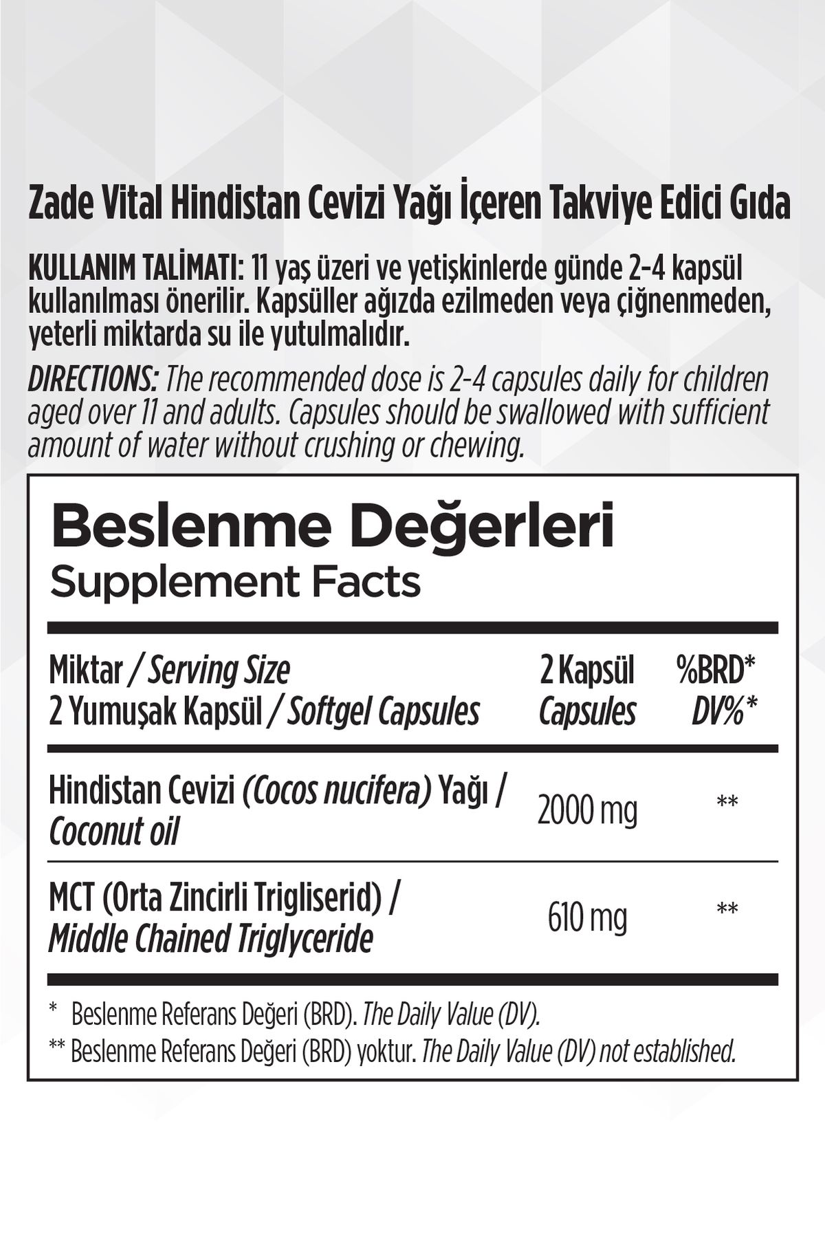 کپسول روغن نارگیل Zade Vital - بسته 60 عددی