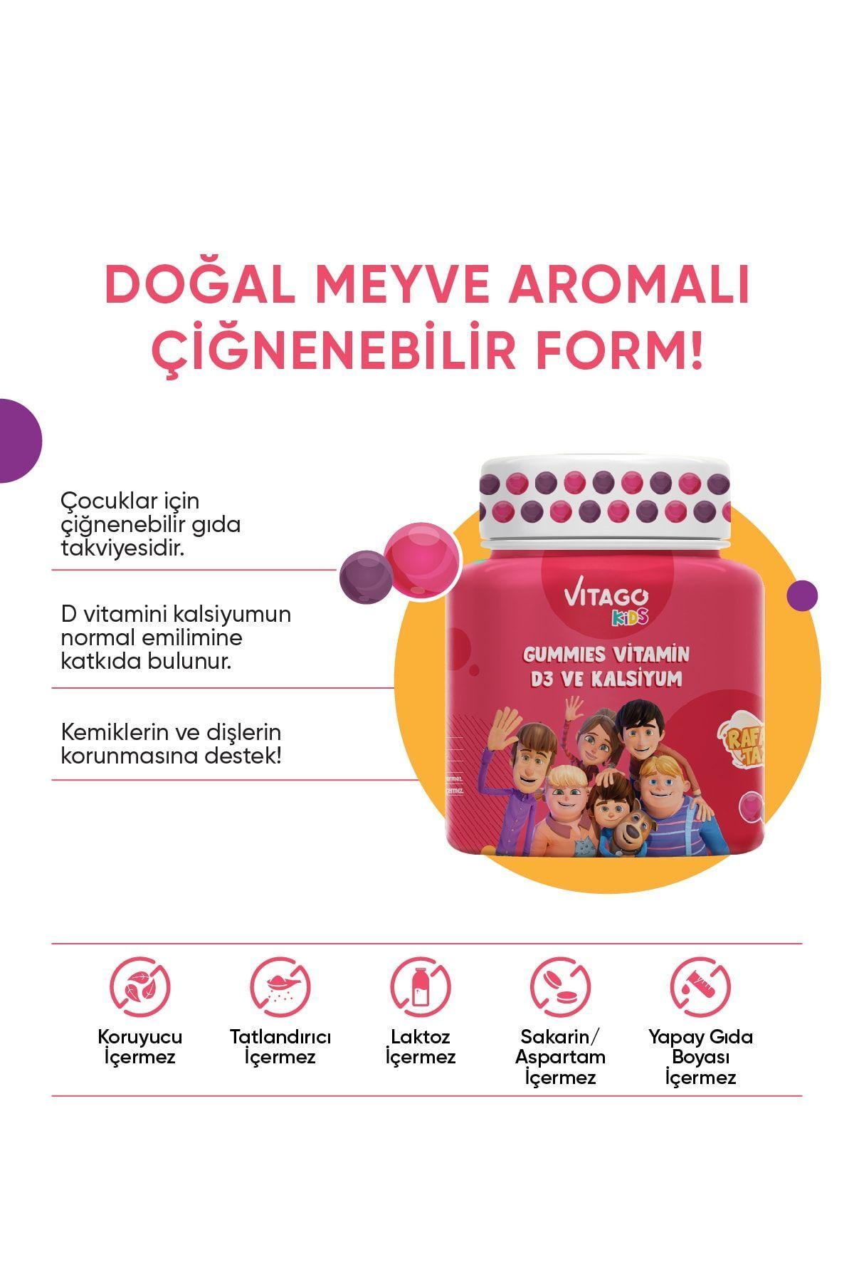 پاستیل جویدنی ویتامین D3 و کلسیم کودکان Vitago - بسته 30 عددی