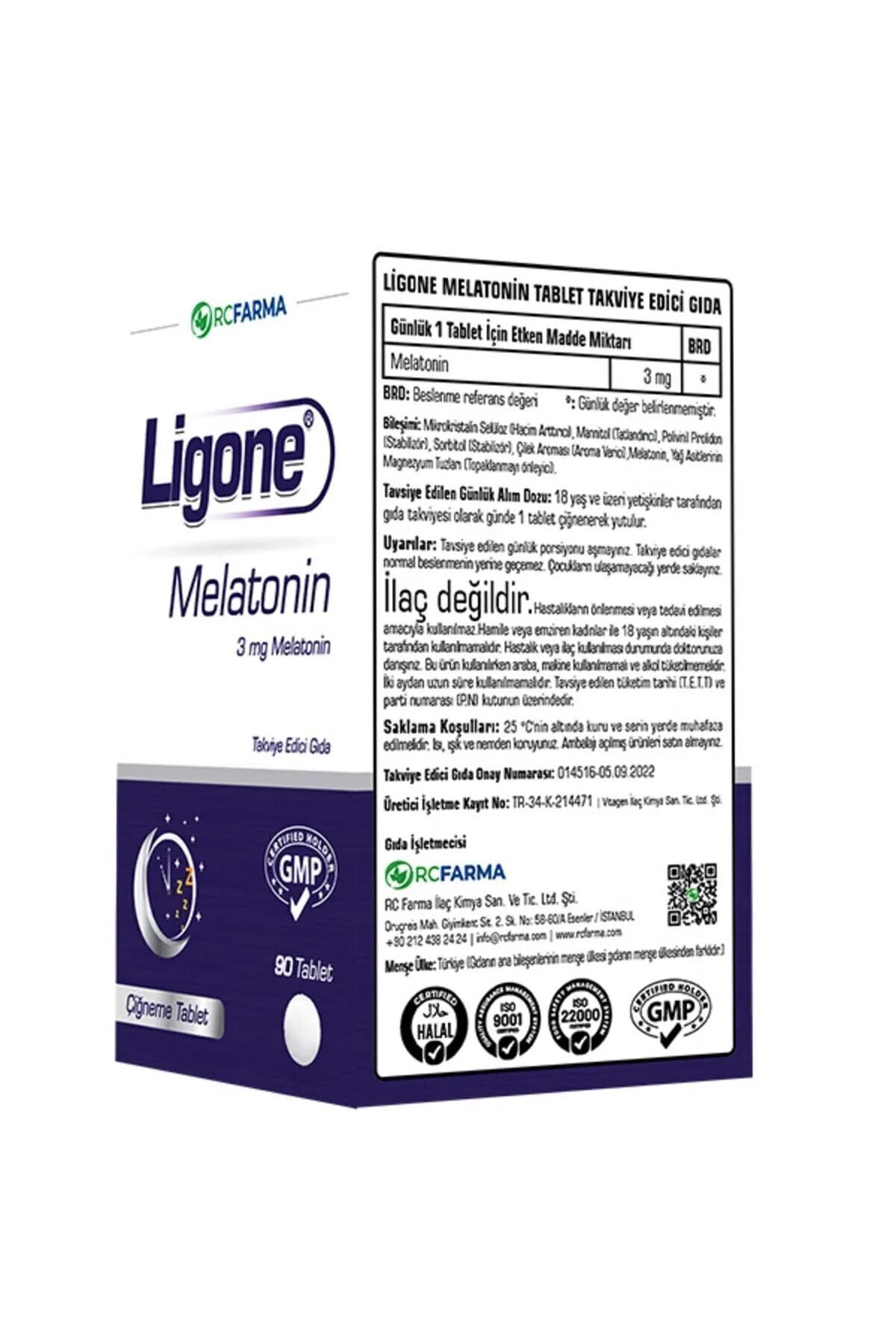 کپسول ملاتونین  Ligone مقدار Mg 3 - بسته 90 عددی