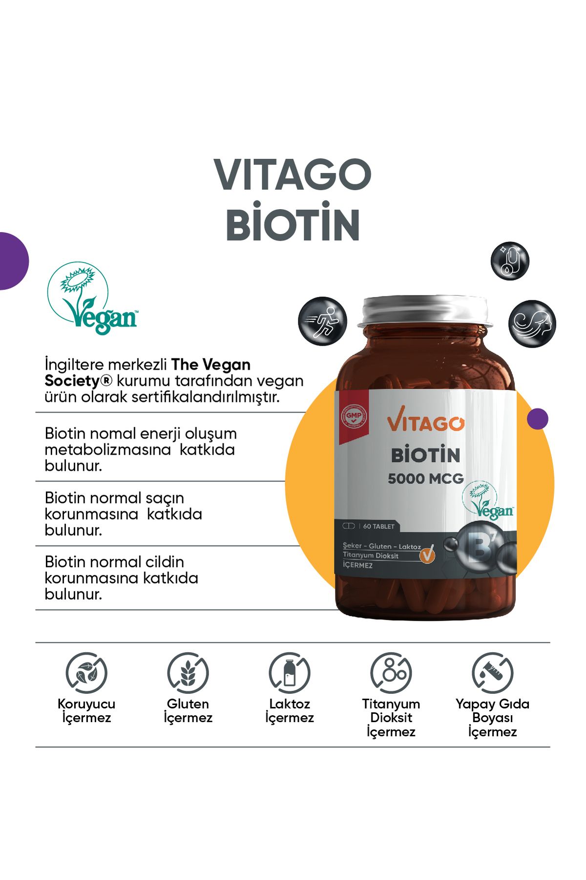 قرص پریمیوم بیوتین Vitago- بسته 60 عددی