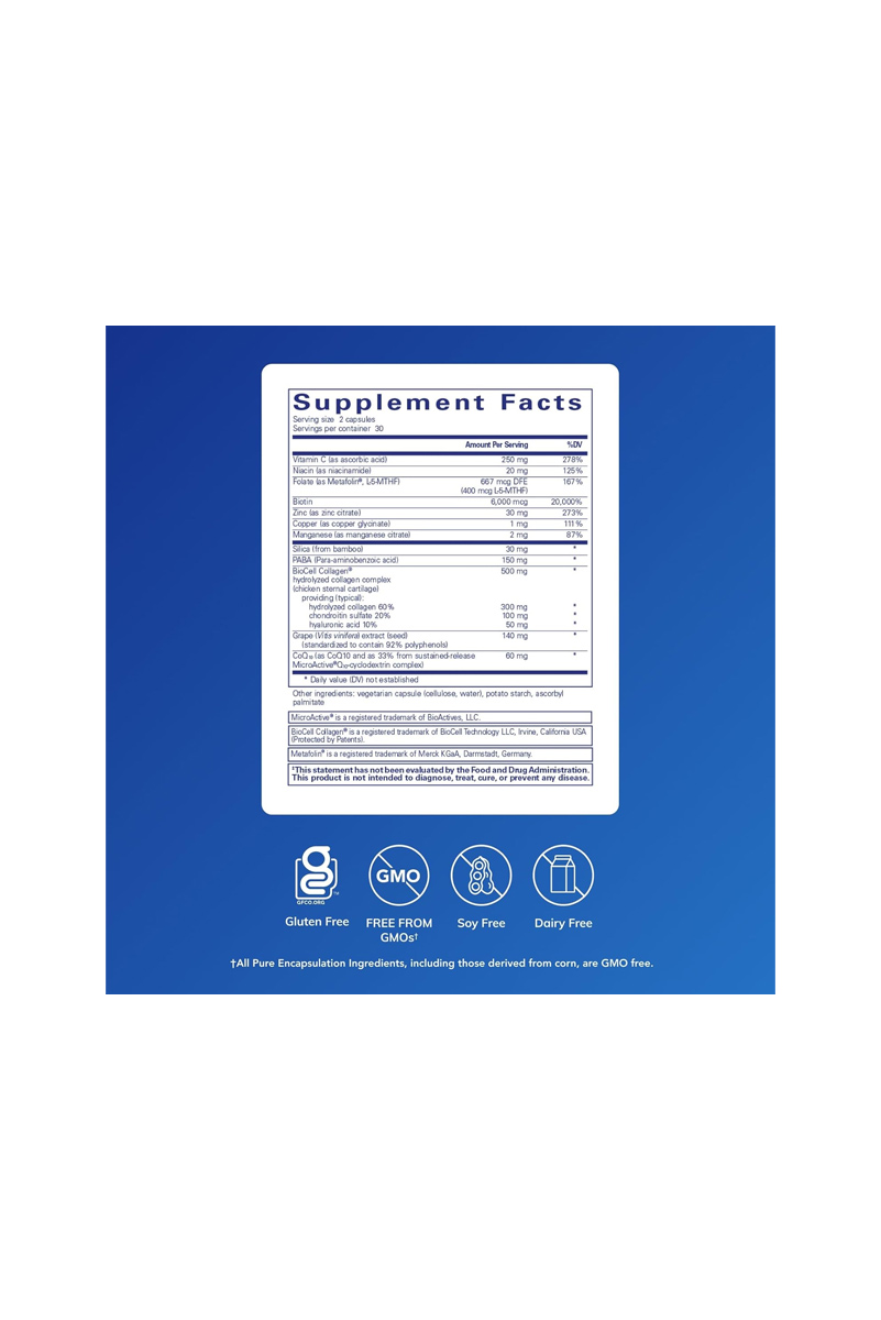 کپسول تقویت کننده مو ، ناخن و پوست Pure Encapsulations - بسته 6۰ عددی
