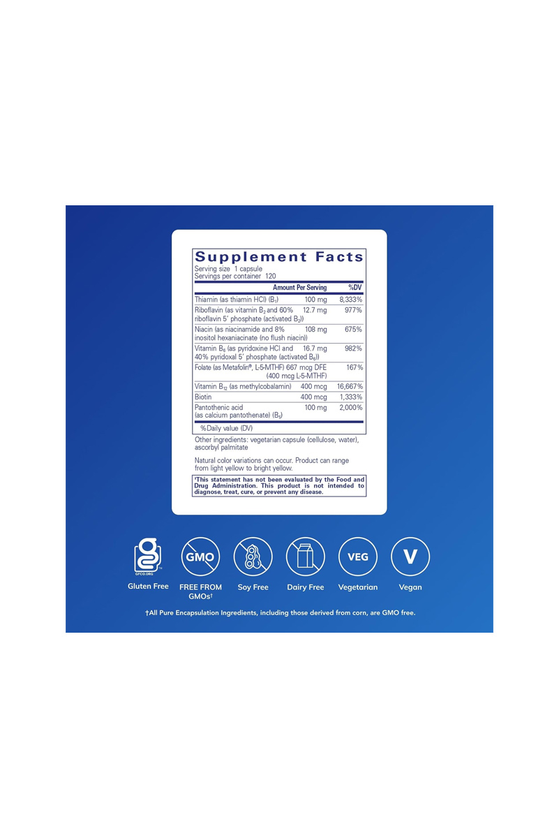 کپسول ویتامین B کمپلکس Pure Encapsulations - بسته 120 عددی