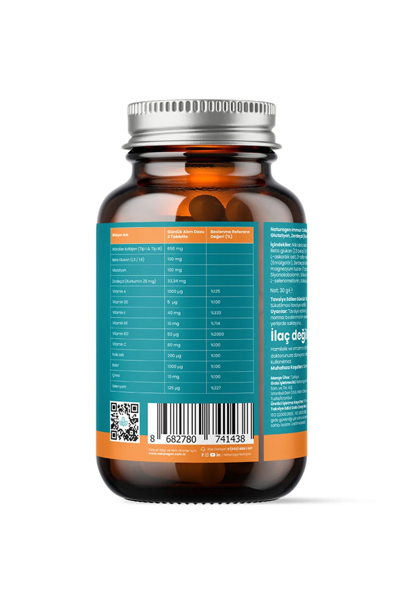 قرص کلاژن کورکومین حاوی زردچوبه Naturagen - بسته 30 عددی