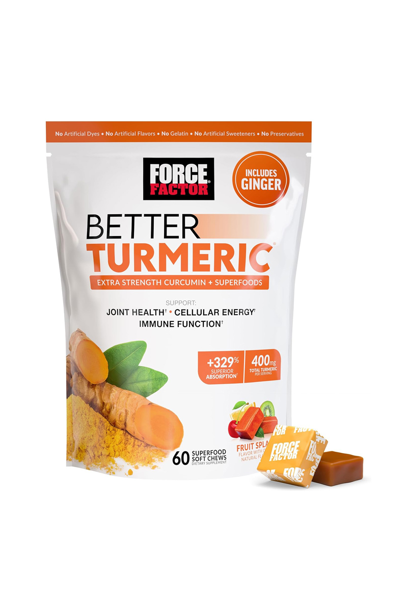 پاستیل زردچوبه با طعم میوه‌ Force Factor - بسته 60 عددی