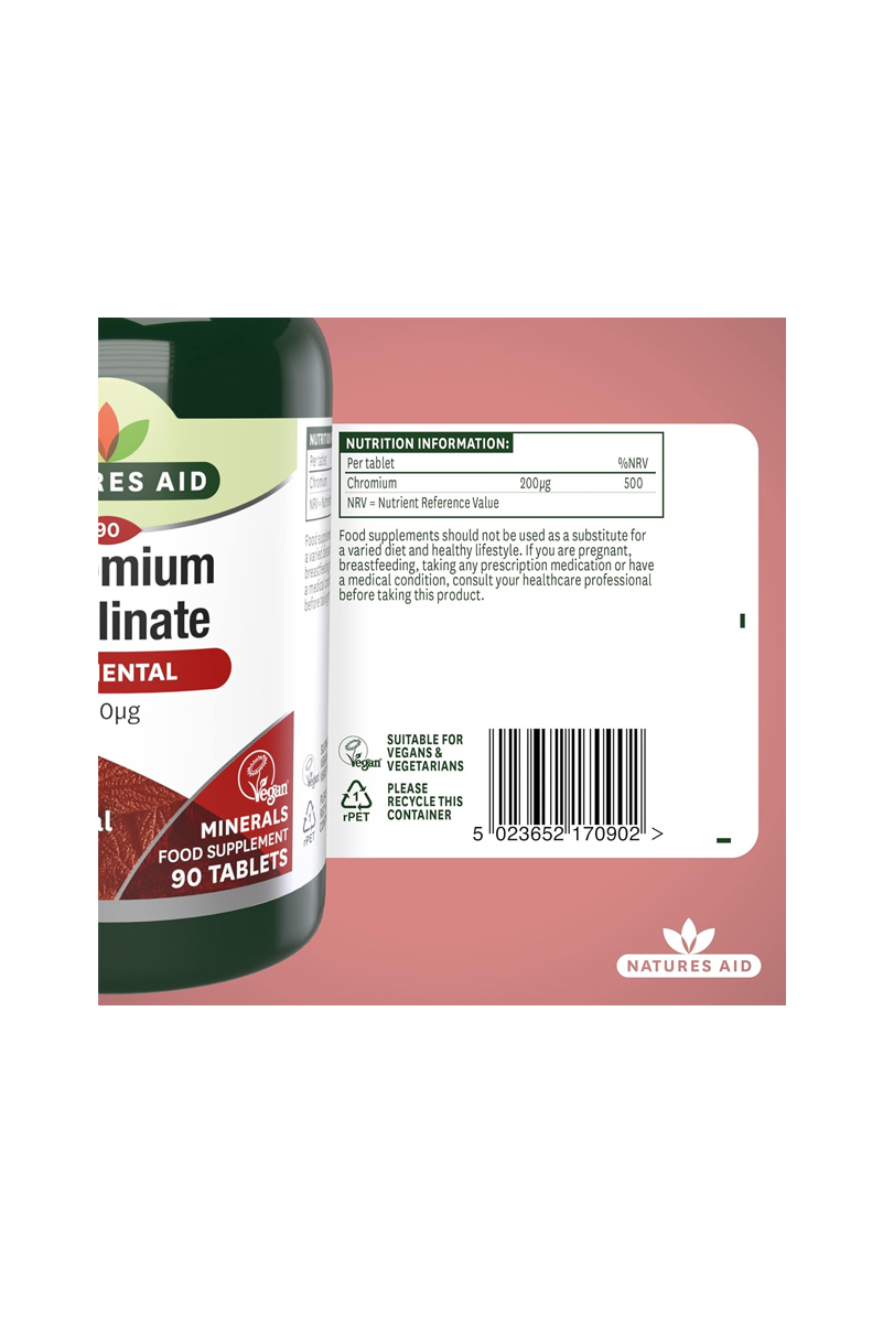 قرص کروم پیکولینات Natures Aid - بسته 90 عددی