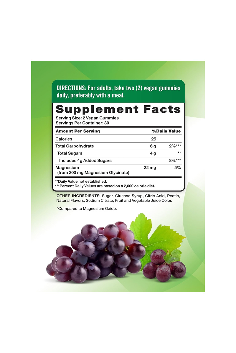 پاستیل وگان منیزیم گلیسینات Nature's Truth - بسته 6۰ عددی