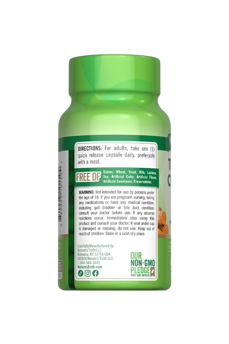 کپسول کورکومین زردچوبه و فلفل سیاه Nature's Truth - بسته 60 عددی
