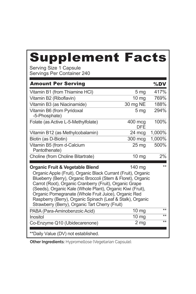 کپسول B کمپلکس NATURELO - بسته 240 عددی