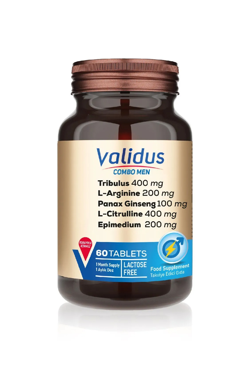 قرص Tribulus + L-arginine + Maca برند Validus - بسته ۶۰ عددی