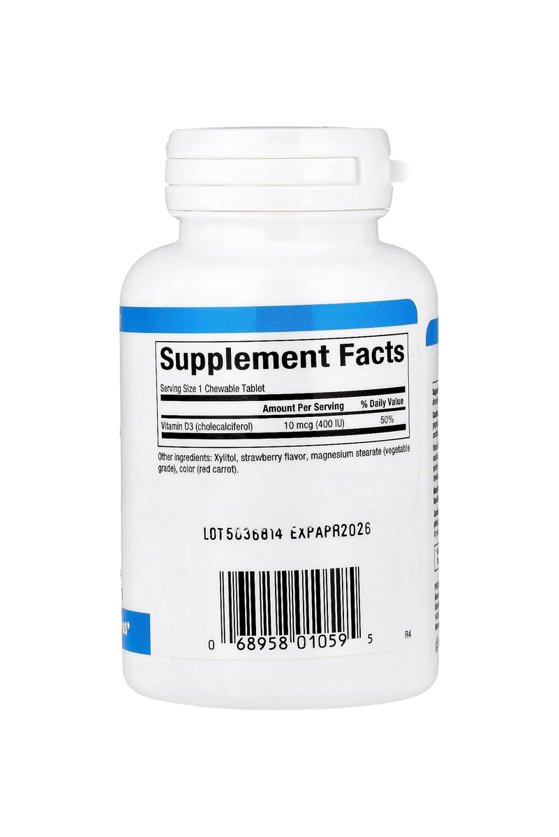 قرص جویدنی ویتامین D3 مناسب کودکان Natural Factors - بسته ۱۰۰ عددی