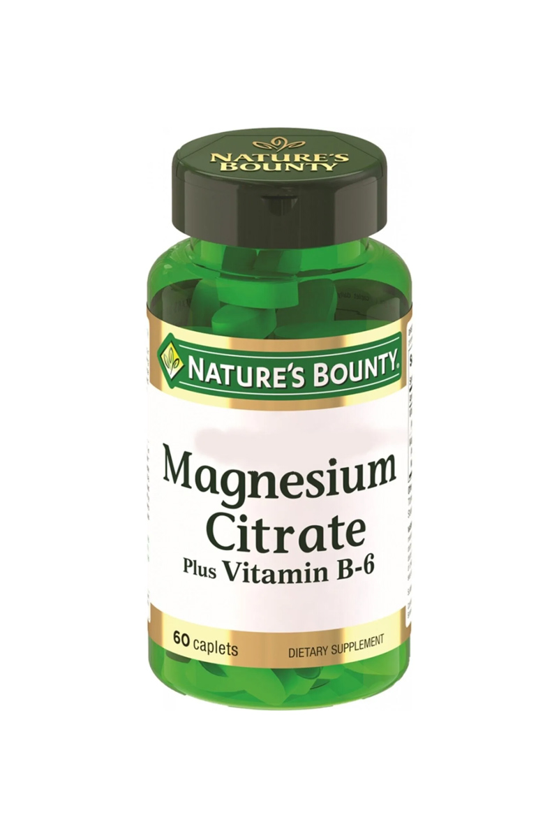 قرص منیزیم سیترات و ویتامین ب ۶ nature's bounty - بسته ۶۰ عددی