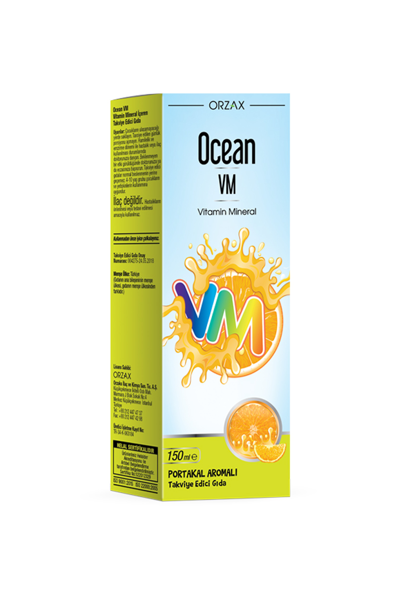 شربت ویتامین مینرال Ocean با طعم پرتقال 150ml