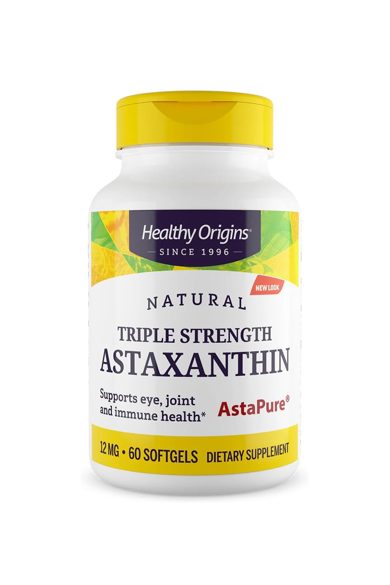 سافت ژل Astaxanthin سه گانه پشتیبانی قلب، سیستم ایمنی و مفاصل Healthy Origins