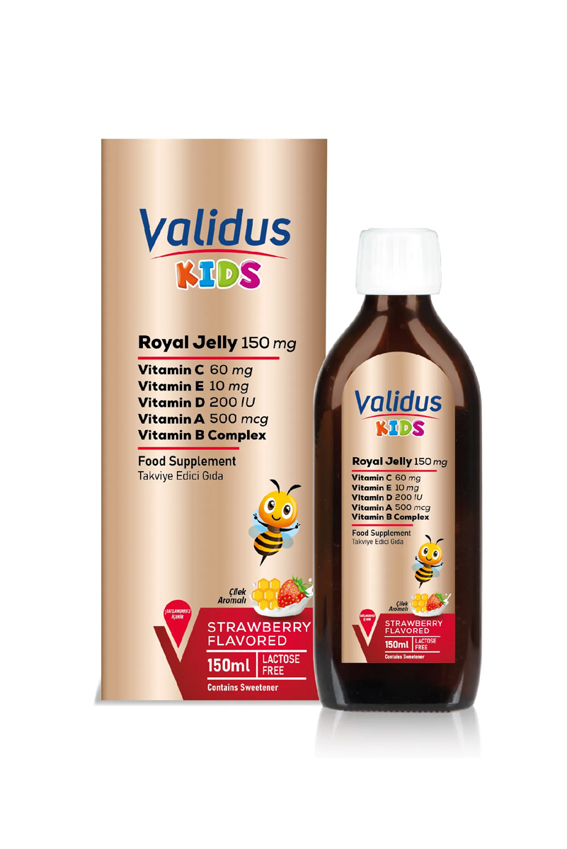 شربت ژل رویال بچه گانه Validus با طعم توت فرنگی